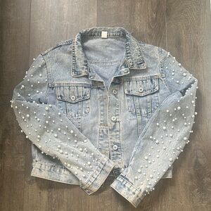 Pearl Embellished Denim Jacket vintage like new